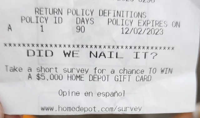 Home Depot Survey to Win $5000 At Www.HomeDepot.Com/Survey